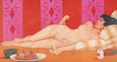 Nudo di donna distesa con frutta
