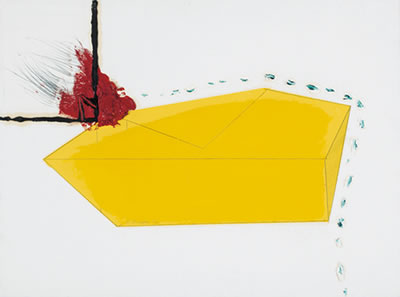 Prospettiva in giallo con grumo rosso by Nino Aimone - Auction record, sale price, and art valuation. Compare with similar artists and explore comparable artworks.