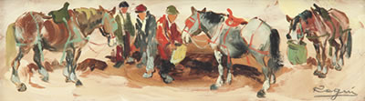 Tre figure con tre cavallini
