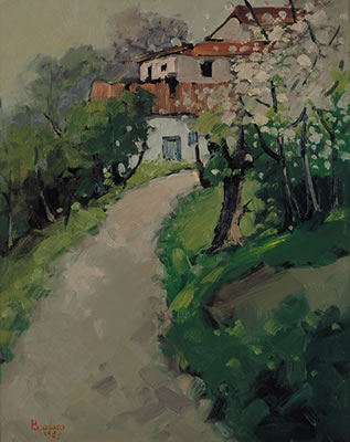 Strada in langa, 1982 by Dino Pasquero - Auction record, sale price, and art valuation. Compare with similar artists and explore comparable artworks.