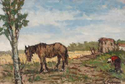 Paesaggio toscano con cavallo