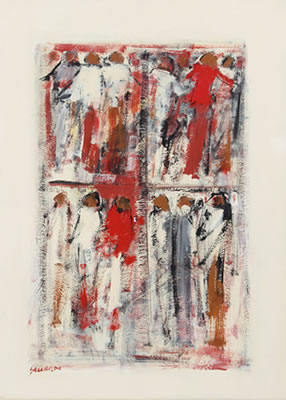 Quartetto di folla by Carlo Saccardi - Auction record, sale price, and art valuation. Compare with similar artists and explore comparable artworks.