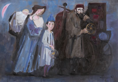 Famiglia in blu con organetto, (1984) by Trento Longaretti - Auction record, sale price, and art valuation. Compare with similar artists and explore comparable artworks.