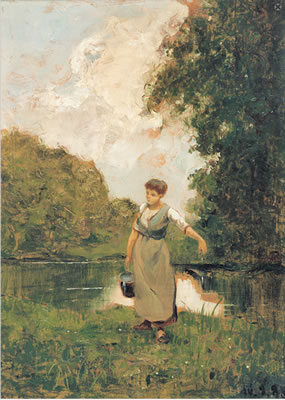 Sample artwork by Lorenzo Delleani (1840 - 1908), known for impressionism, landscapes - View similar artists and auction records