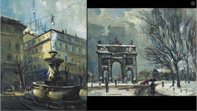 Arco della Pace, Milano, sotto la neve and Piazza Fontana, Milano