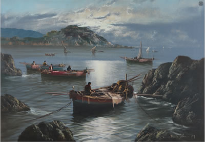 Pescatori all'imbrunire by Mario Galanti - Auction record, sale price, and art valuation. Compare with similar artists and explore comparable artworks.