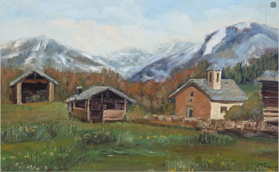 Paesaggio montano con baite by Vincenzo Trucco - Auction record, sale price, and art valuation. Compare with similar artists and explore comparable artworks.
