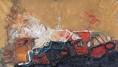 Vascello Fantasma o Le prix d'or de la victoire, 1961 by Pinot Gallizio - Auction record, sale price, and art valuation. Compare with similar artists and explore comparable artworks.