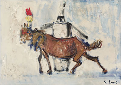 Pulcinella con cavallo bardato