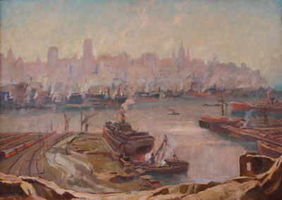 Mattino al porto di Genova by Daniele Fontana - Auction record, sale price, and art valuation. Compare with similar artists and explore comparable artworks.