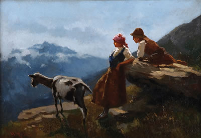 Figure e armenti in alta montagna