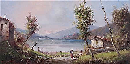 Scena di vita sul lago