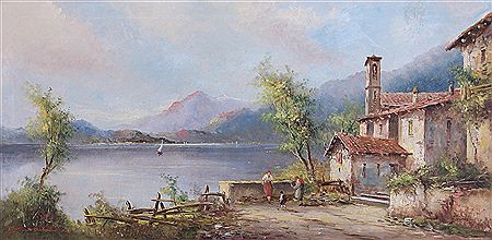Scena di vita sul lago