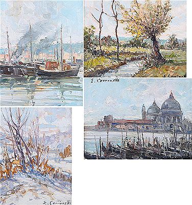 Campagna piemontese; Neve a Salice d'Ulzio; Savona un angolo del porto; Venezia La Salue (4) by Ernesto Cominetti - Auction record, sale price, and art valuation. Compare with similar artists and explore comparable artworks.