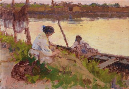 Conversazione sulla riva by Giuseppe Danieli - Auction record, sale price, and art valuation. Compare with similar artists and explore comparable artworks.