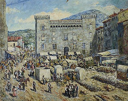 La fiera de Ayerbe, 1948 by Francisco Guinart-Candelich - Auction record, sale price, and art valuation. Compare with similar artists and explore comparable artworks.
