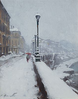 Inverno sul Lungo Po, Torino by Silvio Brunetto - Auction record, sale price, and art valuation. Compare with similar artists and explore comparable artworks.