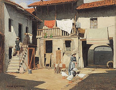 Scena di vita quotidiana by Enzo Gazzone - Auction record, sale price, and art valuation. Compare with similar artists and explore comparable artworks.