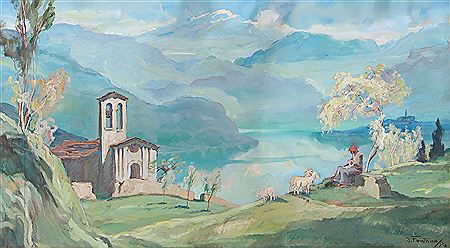 Lago di Como, primavera a Isola Comasino, 1944 by Daniele Fontana - Auction record, sale price, and art valuation. Compare with similar artists and explore comparable artworks.