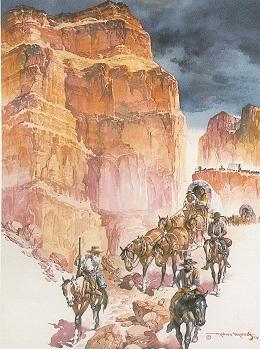Wagons West by Maher Naguib Morcos - Auction record, sale price, and art valuation. Compare with similar artists and explore comparable artworks.