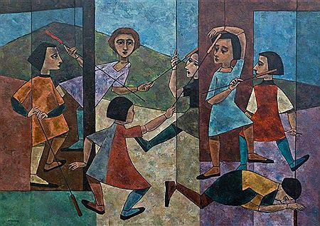 ''Battle Dance with Cattails'' 1951 by Demetrios George Jameson - Auction record, sale price, and art valuation. Compare with similar artists and explore comparable artworks.
