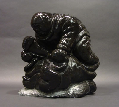 A hunter and walrus by Luccassie Echalook - Auction record, sale price, and art valuation. Compare with similar artists and explore comparable artworks.