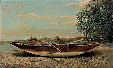 Pirogue sur une plage océanienne
