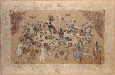 Sample artwork by Sergei Paradjanov (1924 - 1990), known for collage, assemblage, mixed media ornamental surreal images, film making - View similar artists and auction records