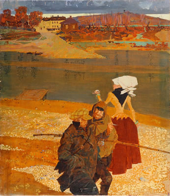 Sample artwork by Boris Petrovich Sveshnikov (1927 - 1998), known for modernist painting, graphic art, book illustration, labor camp drawings - View similar artists and auction records