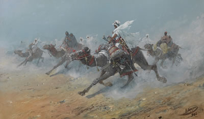 Riding into Battle by Nicolai Karazin - Auction record, sale price, and art valuation. Compare with similar artists and explore comparable artworks.