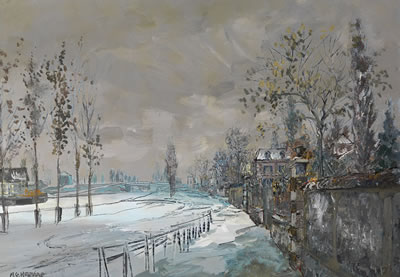 Canal de L'Ourcq in the Winter by Alexis Guy Korovine - Auction record, sale price, and art valuation. Compare with similar artists and explore comparable artworks.