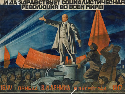 A Poster Design of Lenin Arriving in Petrograd