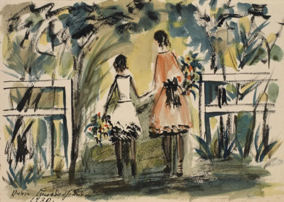 Two Girls by Olga Gildebrandt - Auction record, sale price, and art valuation. Compare with similar artists and explore comparable artworks.