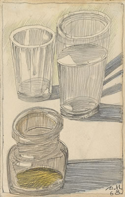 Still Life with Two Glasses and a Jar, Gingerbread, February and Window Overlooking Skakowaya Street, four works