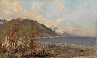Cottages on the Shore by Sergei Vassilievich Gerasimov - Auction record, sale price, and art valuation. Compare with similar artists and explore comparable artworks.