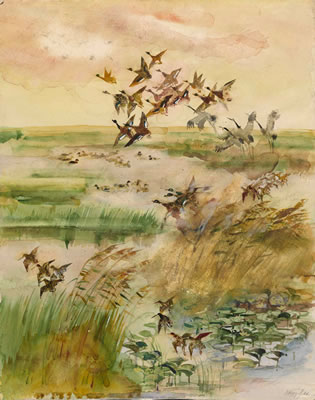 Ducks and Cranes by Valentin Ivanovich Kurdov - Auction record, sale price, and art valuation. Compare with similar artists and explore comparable artworks.