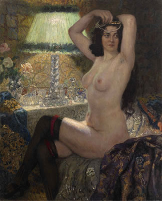 By the Green Lamp by Nikolai Petrovich Bogdanov Belsky - Auction record, sale price, and art valuation. Compare with similar artists and explore comparable artworks.