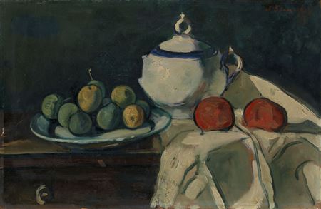 Still Life with a Blue and White Pot by Nikolai Sinezouboff - Auction record, sale price, and art valuation. Compare with similar artists and explore comparable artworks.