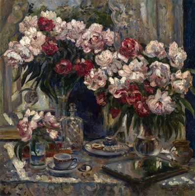 Still Life with Peonies by Aleksandr Gerasimov - Auction record, sale price, and art valuation. Compare with similar artists and explore comparable artworks.