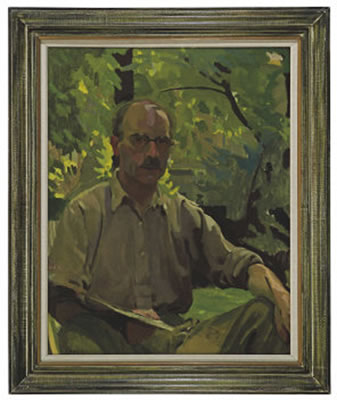 Portrait of William John Leech: A self portrait, seated in a garden
