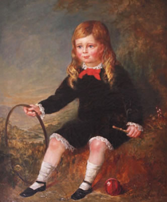 Young Boy in a Landscape with Ring, Ball and Stick