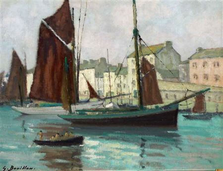 Fishing Boats in a Harbor by Georges Bouillon - Auction record, sale price, and art valuation. Compare with similar artists and explore comparable artworks.