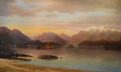 New Zealand Lake Scene by John Douglas Perrett - Auction record, sale price, and art valuation. Compare with similar artists and explore comparable artworks.