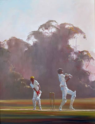 Cricket Scene, (Triptych)