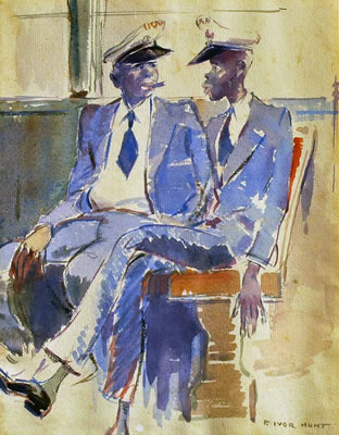 U.S. Sailors on Leave by Percy Ivor Hunt - Auction record, sale price, and art valuation. Compare with similar artists and explore comparable artworks.
