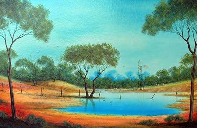 Landscape with Dam and Windmill