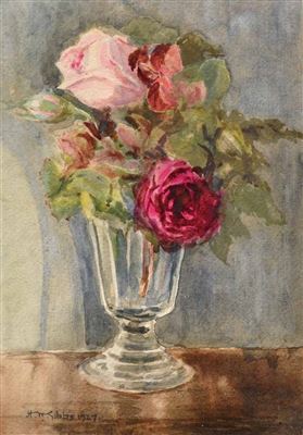 Still life with Roses 1927 by Herbert William Gibbs - Auction record, sale price, and art valuation. Compare with similar artists and explore comparable artworks.