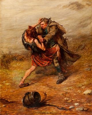 TUSSLE WITH A HIGHLAND SMUGGLER by John Pettie - Auction record, sale price, and art valuation. Compare with similar artists and explore comparable artworks.