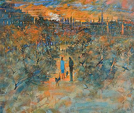 Sample artwork by Sylvia Allen (Born 1951), known for expressive movement and strong involvement with color in landscape, cityscape, and floral paintings. - View similar artists and auction records