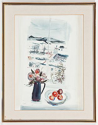WINTER SCENE THROUGH WINDOW